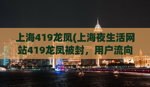 上海419龙凤(上海夜生活网站419龙凤被封，用户流向何处？)